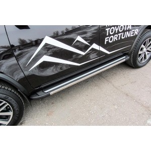 Slitkoff AL-TFOR-003 пороги алюминиевые "Luxe Black" 1800 черные Toyota Fortuner (2017)