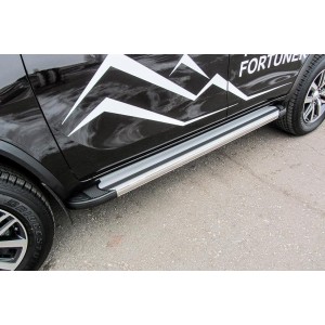 Slitkoff AL-TFOR-004 пороги алюминиевые "Luxe Silver" 1800 серебристые Toyota Fortuner (2017)