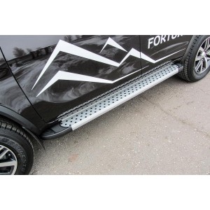 Slitkoff AL-TFOR-005 пороги алюминиевые "Standart Silver" 1800 серебристые Toyota Fortuner (2017)