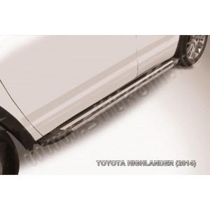 Slitkoff AL-THI14003 пороги алюминиевые "Luxe Black" 1800 черные Toyota Highlander (2014)