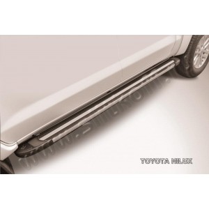 Slitkoff AL-THL11003 пороги алюминиевые "Luxe Black" 2000 черные Toyota Hilux (2011)