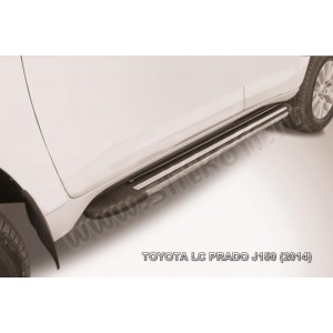 Slitkoff AL-TOP14003 пороги алюминиевые "Luxe Black" 1600 черные Toyota Land Cruiser Predo J150 (2014)