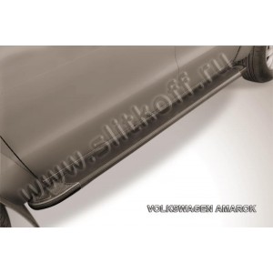 Slitkoff AL-VWAM13-01 пороги алюминиевые "Optima Black" 2000 черные Volkswagen Amarok (2013)