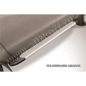 Slitkoff AL-VWAM13-02 пороги алюминиевые "Optima Silver" 2000 серебристые Volkswagen Amarok (2013)
