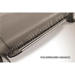 Slitkoff AL-VWAM13-03 пороги алюминиевые "Luxe Black" 2000 черные Volkswagen Amarok (2013)