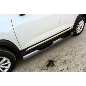 Slitkoff CHANCS35P-004S защита порогов d76 с проступями серебристая Changan CS35 Plus (2019)