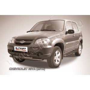 Slitkoff CHN10-004B защита переднего бампера d57+ d57 двойная черная Chevrolet Niva (2010)