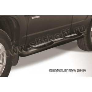 Slitkoff CHN10-006B защита порогов d76 с проступями черная Chevrolet Niva (2010)