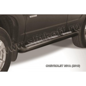 Slitkoff CHN10-007B защита порогов d76 труба черная Chevrolet Niva (2010)