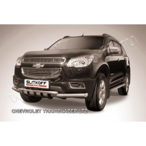 Slitkoff CHTB12-001 защита переднего бампера d76+ d57 двойная с защитой картера Chevrolet Trailblazer (2012)