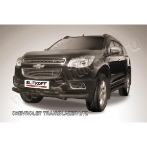 Slitkoff CHTB12-002B защита переднего бампера d76+ d57 двойная черная Chevrolet Trailblazer (2012)