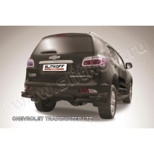 Slitkoff CHTB12-014B защита заднего бампера уголки d76+ d42 двойные черные Chevrolet Trailblazer (2012)