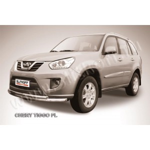 Slitkoff CT-FL-002 защита переднего бампера d57+ d42 двойная Chery Tiggo FL (2013)