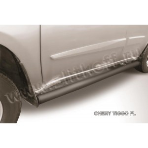 Slitkoff CT-FL-005B защита порогов d76 труба черная Chery Tiggo FL (2013)