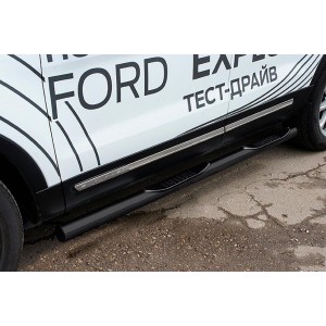 Slitkoff FEX18005B защита порогов d76 с проступями черная Ford Explorer (2018)