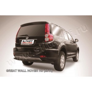 Slitkoff GWHNR-H3-009B защита заднего бампера d57 длинная черная Great Wall Hover H3 (2014)