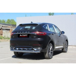 Slitkoff HavF7008 защита заднего бампера d57+ d42 Haval F7 (2019)