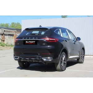 Slitkoff HavF7008B защита заднего бампера d42 "скоба" черная Haval F7 (2019)