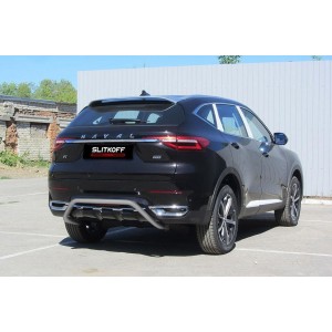 Slitkoff HavF7008S защита заднего бампера d42 "скоба" серебристая Haval F7 (2019)