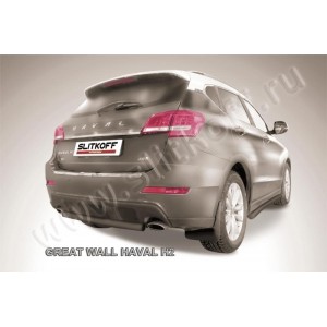 Slitkoff HavH2007B защита заднего бампера d57 короткая черная Haval H2