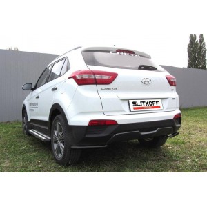 Slitkoff HCRET4WD013B защита заднего бампера уголки d42 черные Hyundai Creta 4WD 2016