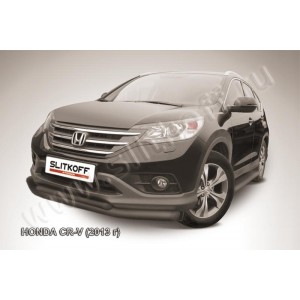 Slitkoff HCRV13-001B защита переднего бампера d76+ d57 двойная черная Honda CR-V (2013) (2L)