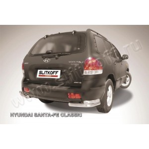 Slitkoff HSFT014 защита заднего бампера уголки d57+ d42 двойные Hyundai Santa Fe Classic (Таганрог)