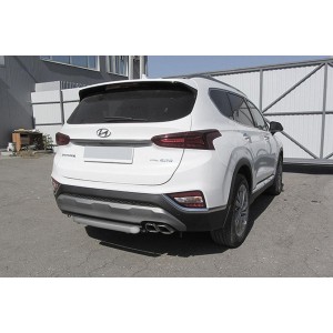 Slitkoff HSFT18-005S защита заднего бампера d57 короткая серебристая Hyundai Santa Fe (2018)