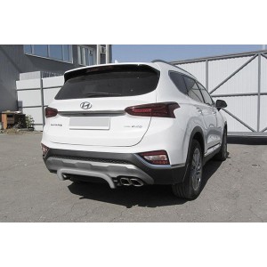 Slitkoff HSFT18-006S защита заднего бампера d57 "скоба" серебристая Hyundai Santa Fe (2018)