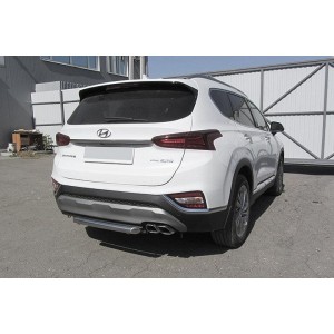 Slitkoff HSFT18-007 защита заднего бампера d57 короткая Hyundai Santa Fe (2018)