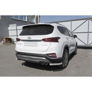 Slitkoff HSFT18-007S защита заднего бампера уголки d57 серебристые Hyundai Santa Fe (2018)