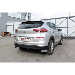 Slitkoff HT18007S защита заднего бампера уголки d57 серебристые Hyundai Tucson (2018)