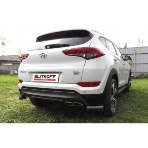 Slitkoff HT4WD15009B защита заднего бампера уголки d57 черные Hyundai Tucson 4WD (2015)