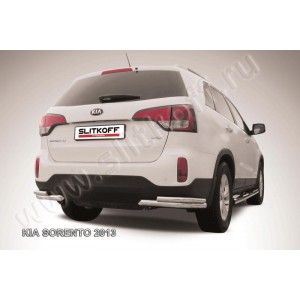 Slitkoff KS13-013 защита заднего бампера уголки d57+ d42 двойные KIA Sorento (2013)