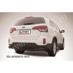 Slitkoff KS13-013B защита заднего бампера уголки d57+ d42 двойные черные KIA Sorento (2013)