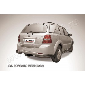 Slitkoff KSR010B защита заднего бампера уголки d76+ d42 двойные черные KIA Sorento New (2006)
