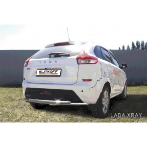 Slitkoff LadXR013 защита заднего бампера d42 + d42 двойная Lada XRay