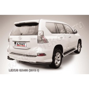 Slitkoff LGX13-011B защита заднего бампера уголки d76+ d42 двойные черные Lexus GX460 (2013)