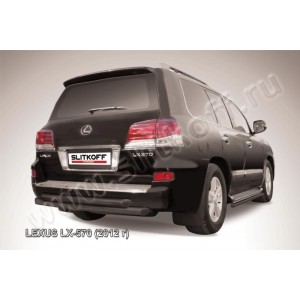 Slitkoff LLX570-12-009B защита заднего бампера d76+ d76 двойная радиусная черная Lexus LX-570