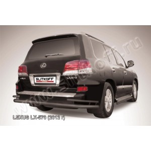 Slitkoff LLX570-12-011B защита заднего бампера d76+ d42 двойная черная Lexus LX-570