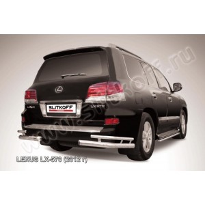 Slitkoff LLX570-12-013 защита заднего бампера уголки d76+ d42 двойные Lexus LX-570