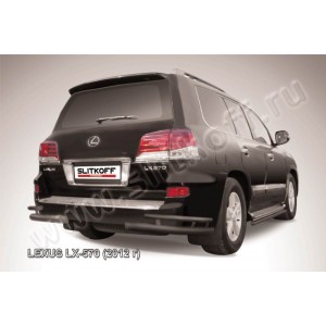 Slitkoff LLX570-12-013B защита заднего бампера уголки d76+ d42 двойные черные Lexus LX-570
