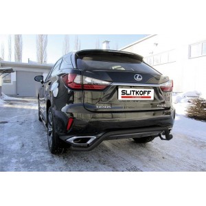 Slitkoff LRX15-006B защита заднего бампера d57 "волна" черная Lexus RX350 (2015)