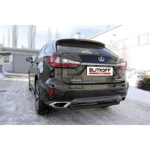 Slitkoff LRX15-007B защита заднего бампера d57 короткая черная Lexus RX350 (2015)