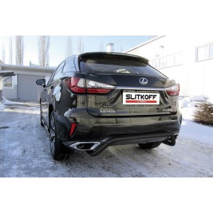 Slitkoff LRX15-008B защита заднего бампера d57 "скоба" черная Lexus RX350 (2015)