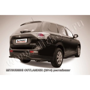 Slitkoff MOUT14-009B защита заднего бампера d57 "волна" длинная черная Mitsubishi Outlander (2014)