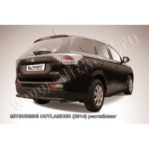 Slitkoff MOUT14-011B защита заднего бампера d57 короткая черная Mitsubishi Outlander (2014)