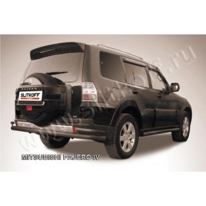 Slitkoff MPJ015B защита заднего бампера d76+ d42 двойная черная Mitsubishi Pajero IV