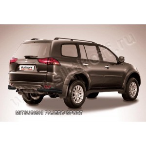 Slitkoff MPS009B защита заднего бампера уголки d57+ d42 двойные черные Mitsubishi Pajero Sport (до 2010)