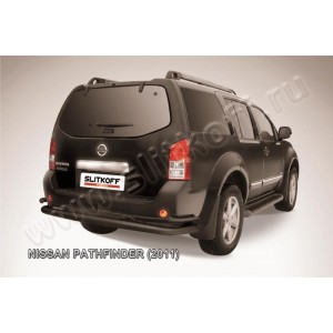 Slitkoff NIP11-008B защита заднего бампера d76+ d42 двойная черная Nissan Pathfinder (2011)